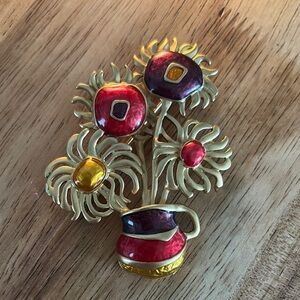 Avon YSL Yves Stain Laurent Van Gough Vibrant Sunflower Floral Brooch 1982